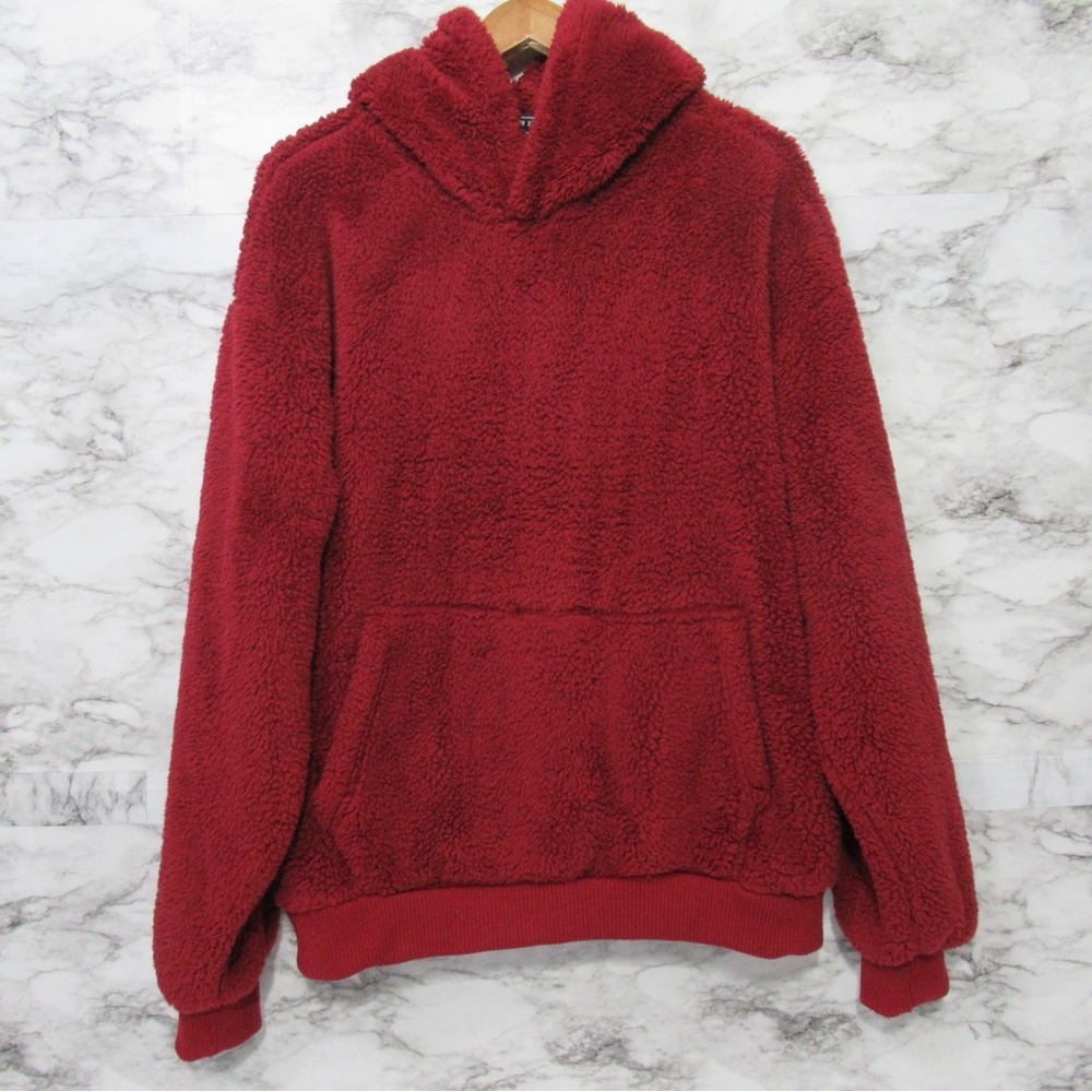 Forever 21 Men's Red Fuzzy Plush Hoodie Size XL